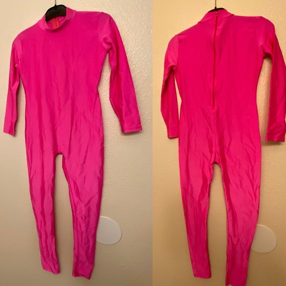 Baltogs hot pink long sleeve mock neck unitard jumpsuit dance costume LC child